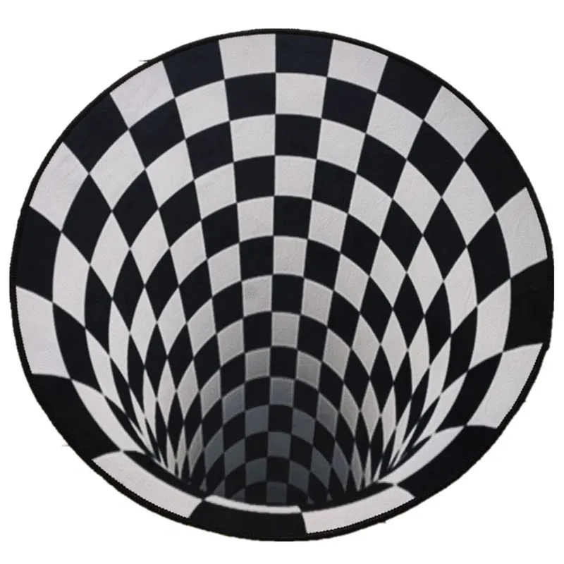 3D Bottomless Hole Optical Illusion Area Rug Creative Round Carpet