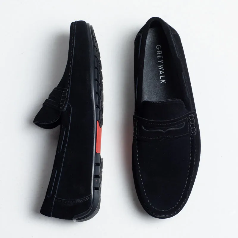 Alex  Driving Loafer - Suede Black