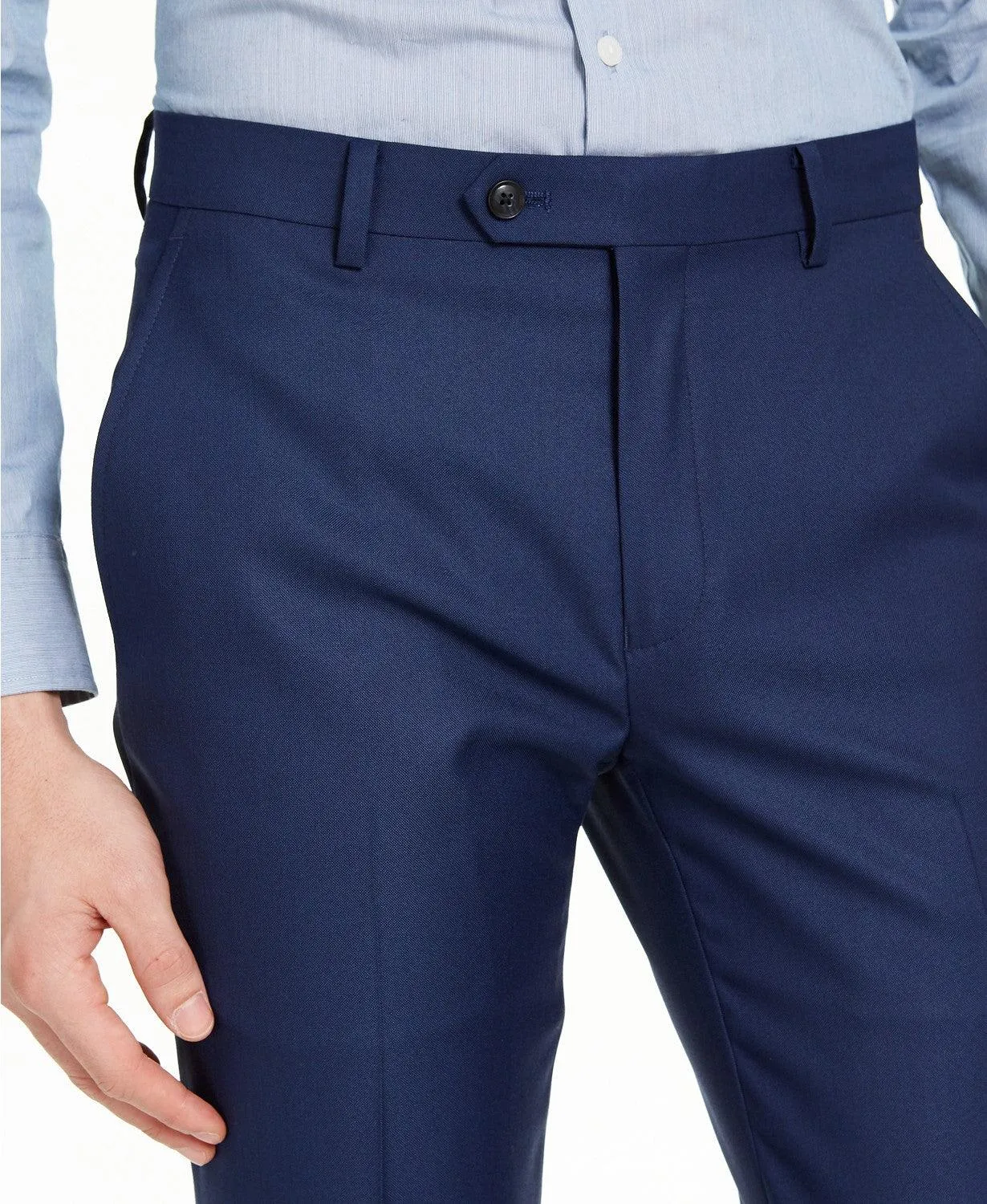 Alfani Mens Slim fit Dress Pants 36 / 32 Blue Solid Stretch