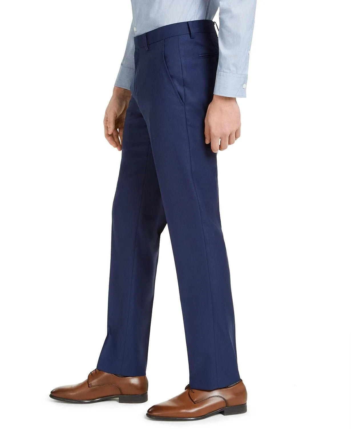 Alfani Mens Slim fit Dress Pants 36 / 32 Blue Solid Stretch