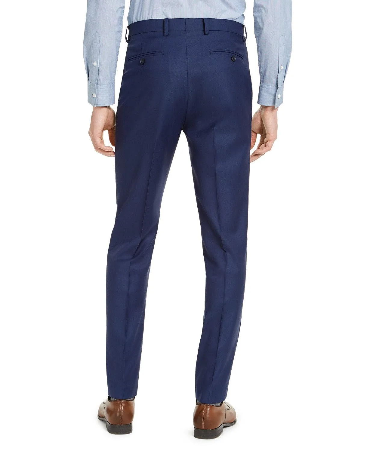 Alfani Mens Slim fit Dress Pants 36 / 32 Blue Solid Stretch
