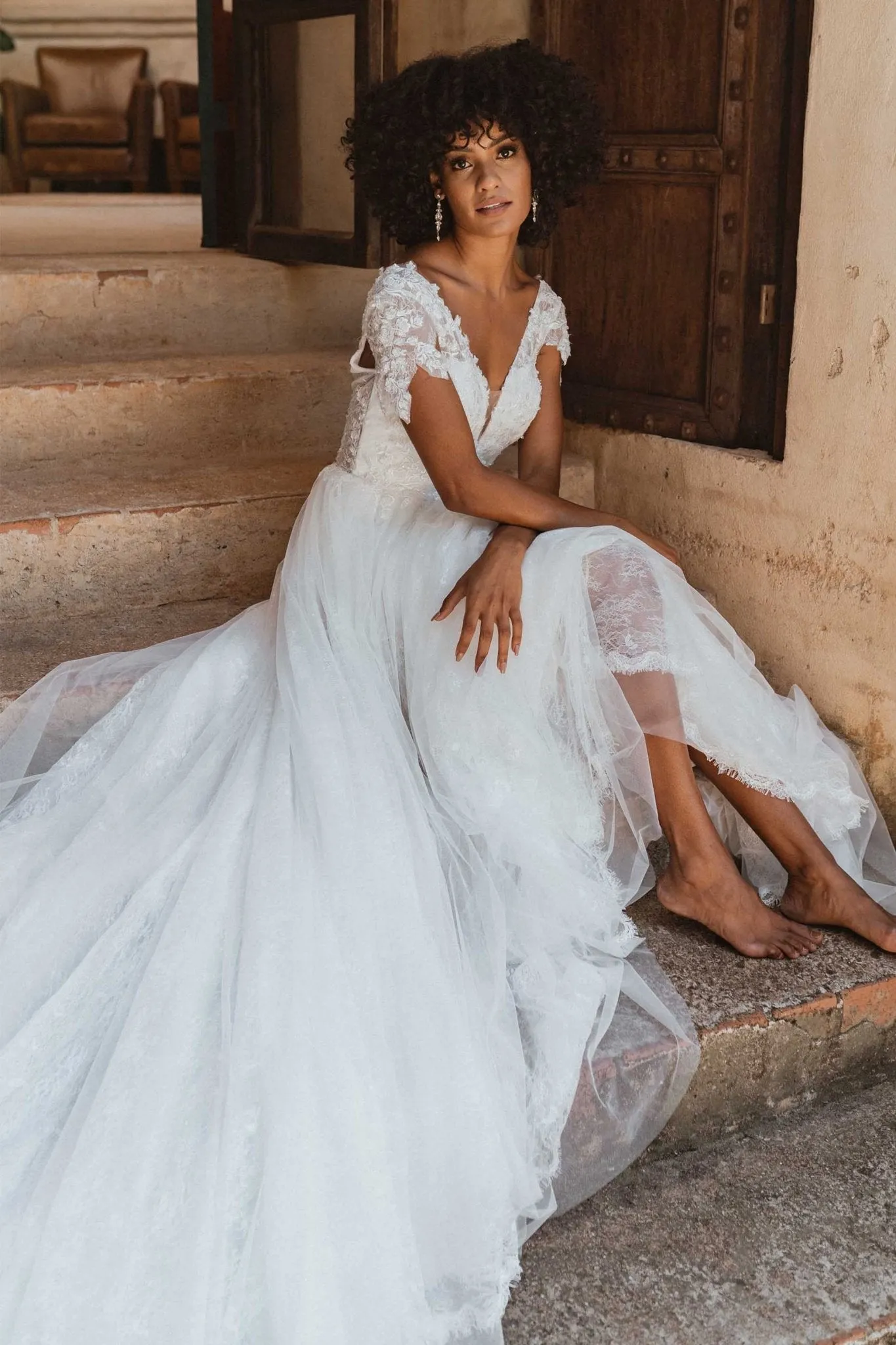 Belfast Layered Lace and Tulle Wedding Dress - Sample Sale
