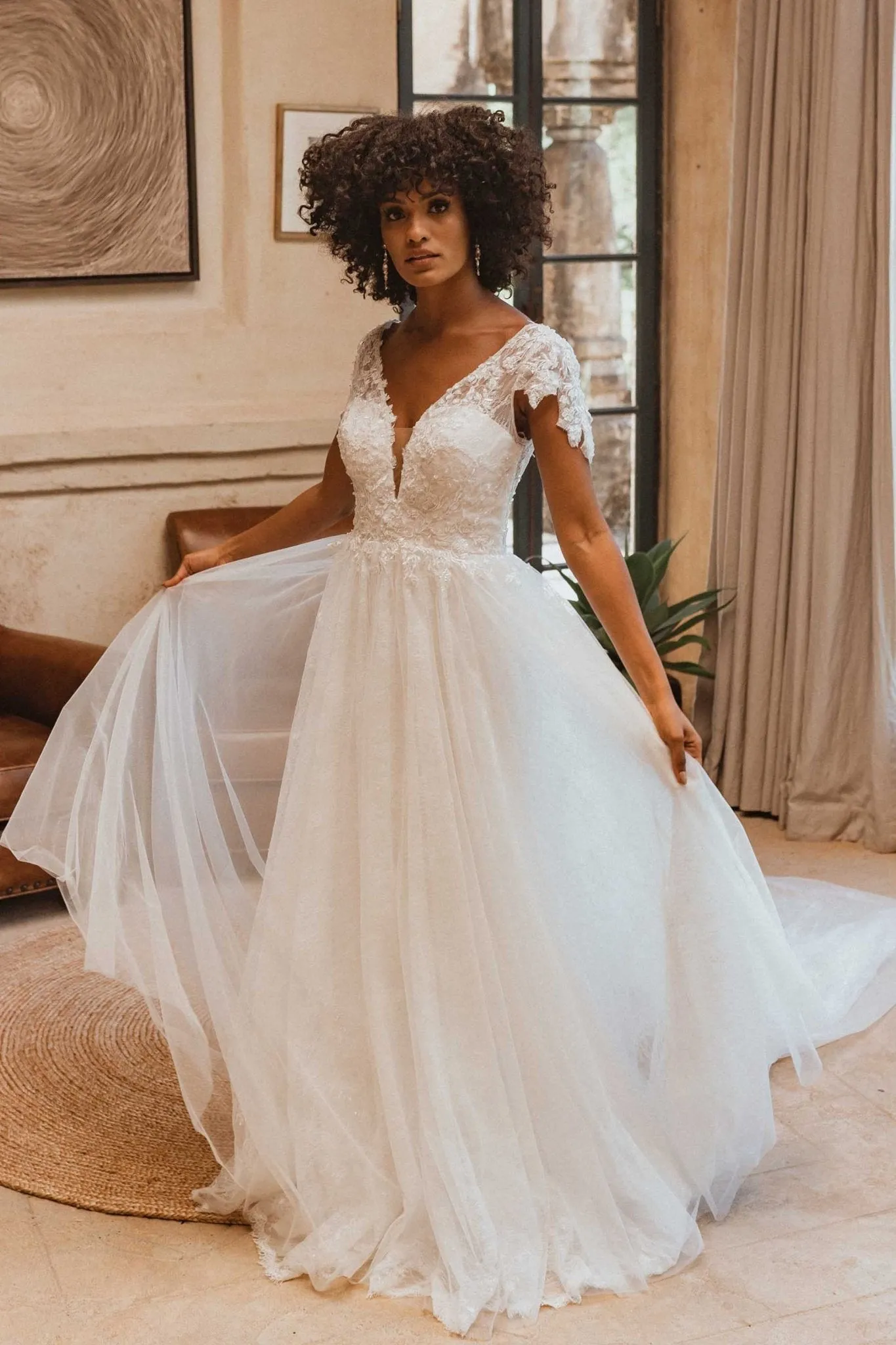 Belfast Layered Lace and Tulle Wedding Dress - Sample Sale