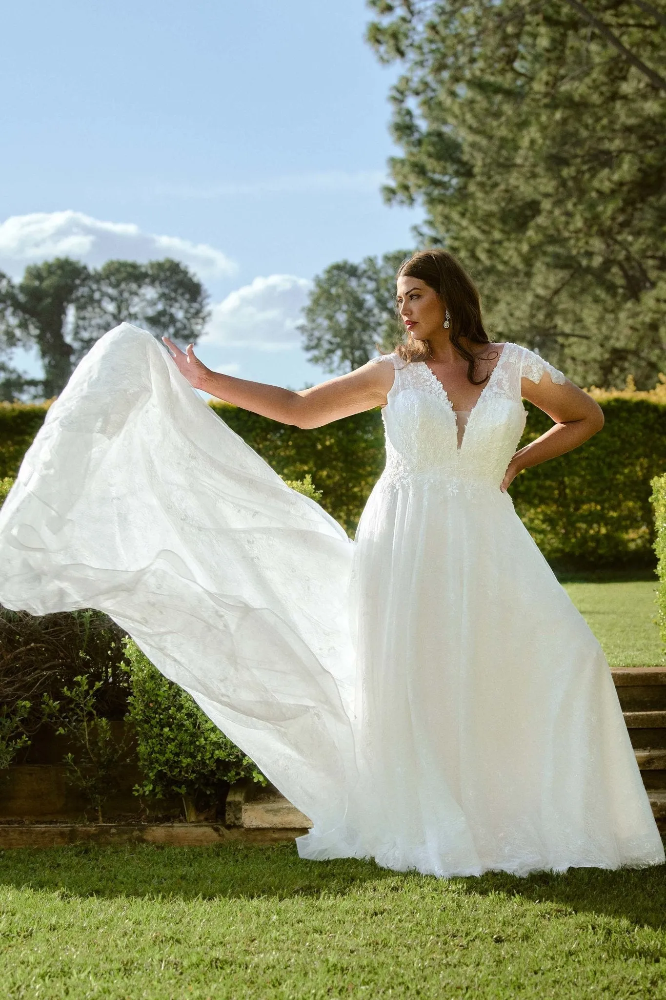 Belfast Layered Lace and Tulle Wedding Dress - Sample Sale