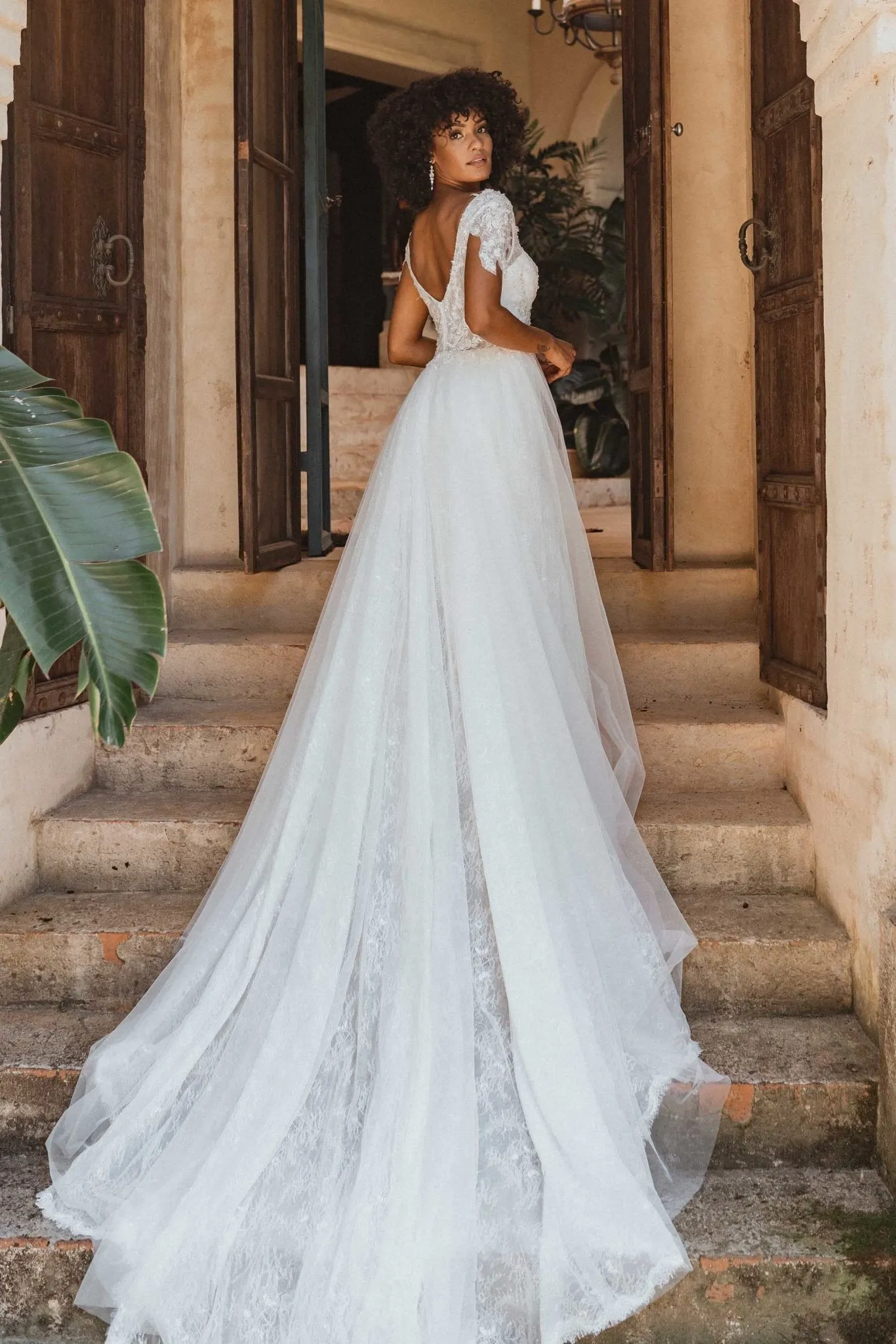 Belfast Layered Lace and Tulle Wedding Dress - Sample Sale