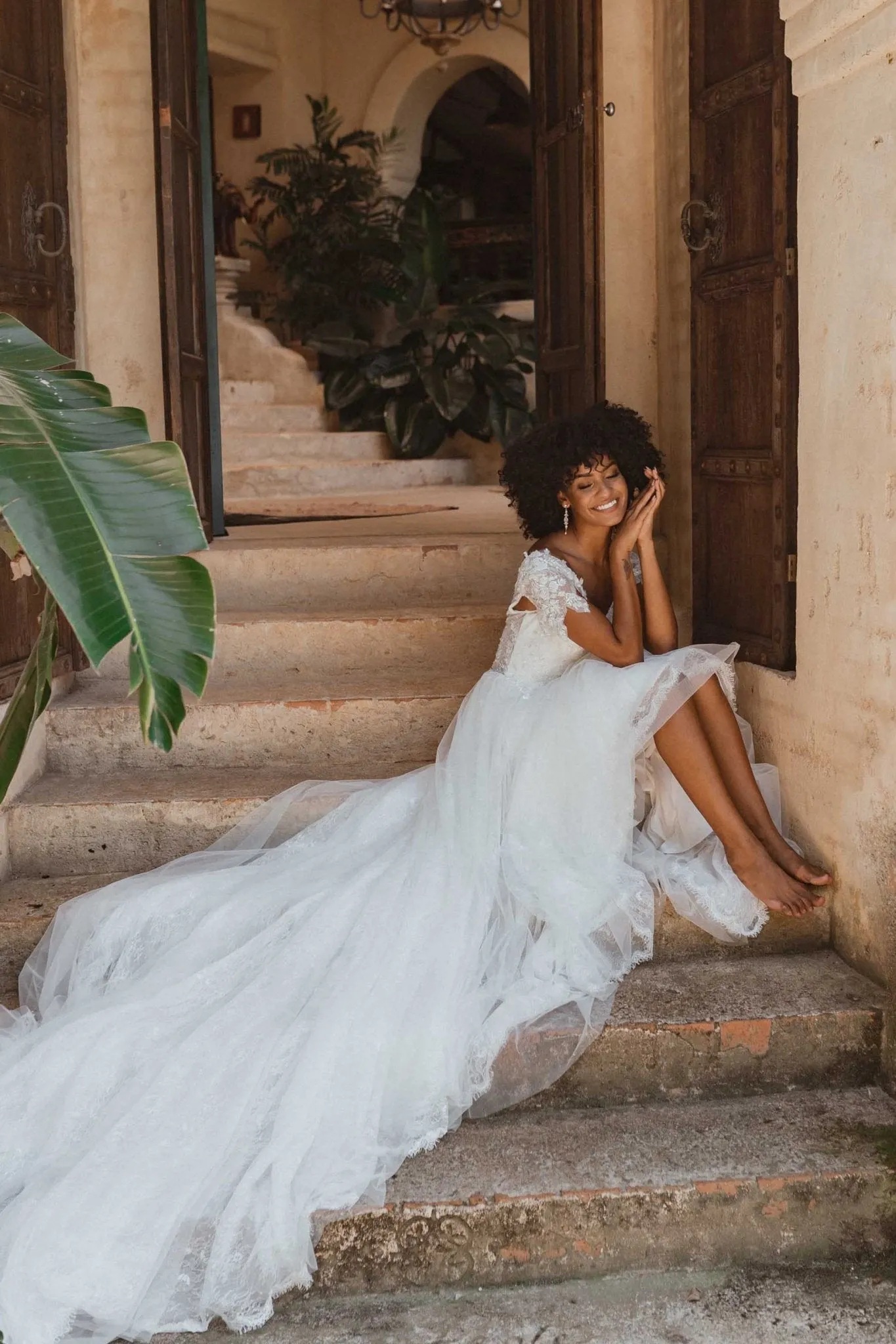 Belfast Layered Lace and Tulle Wedding Dress - Sample Sale