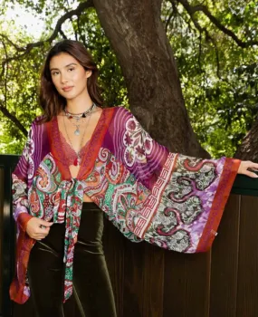 Berry Multi Print Boho Kimono