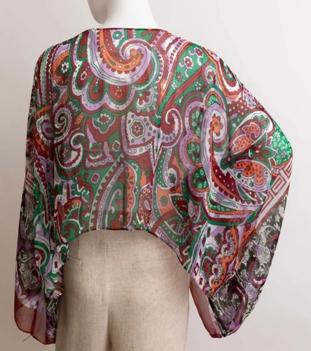Berry Multi Print Boho Kimono