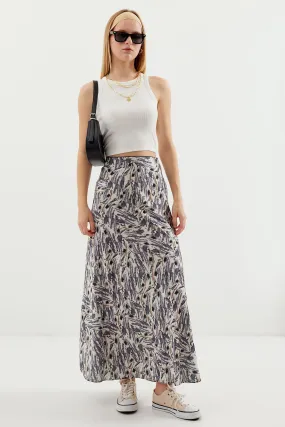 BGD Women Woman Patterned Satin Skirt 15877 - Gray - Avondale
