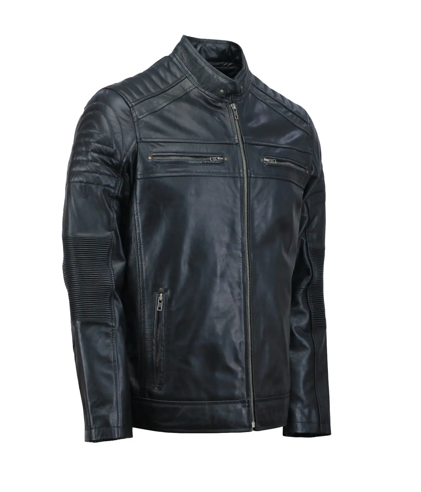 Black Café Racer Leather Jacket