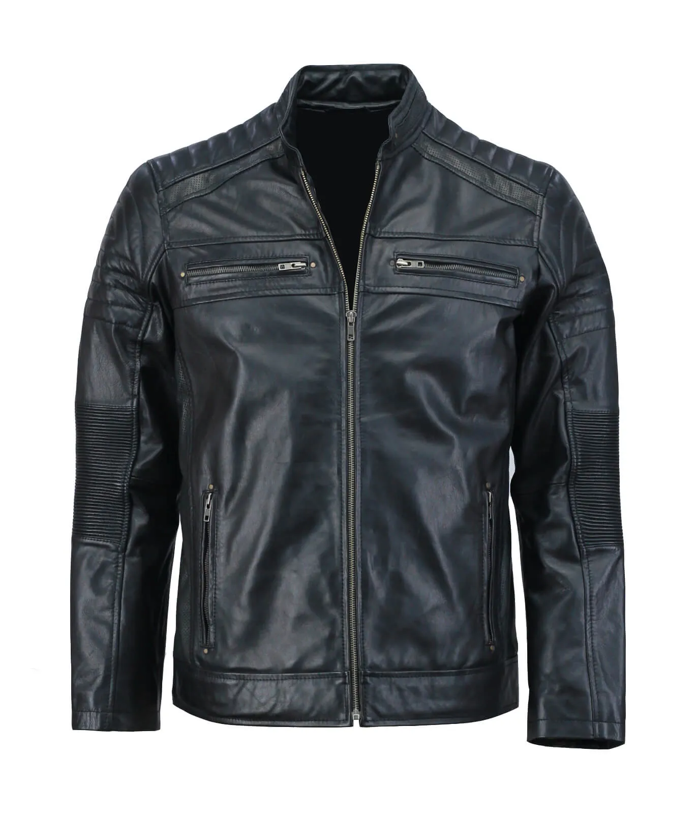 Black Café Racer Leather Jacket
