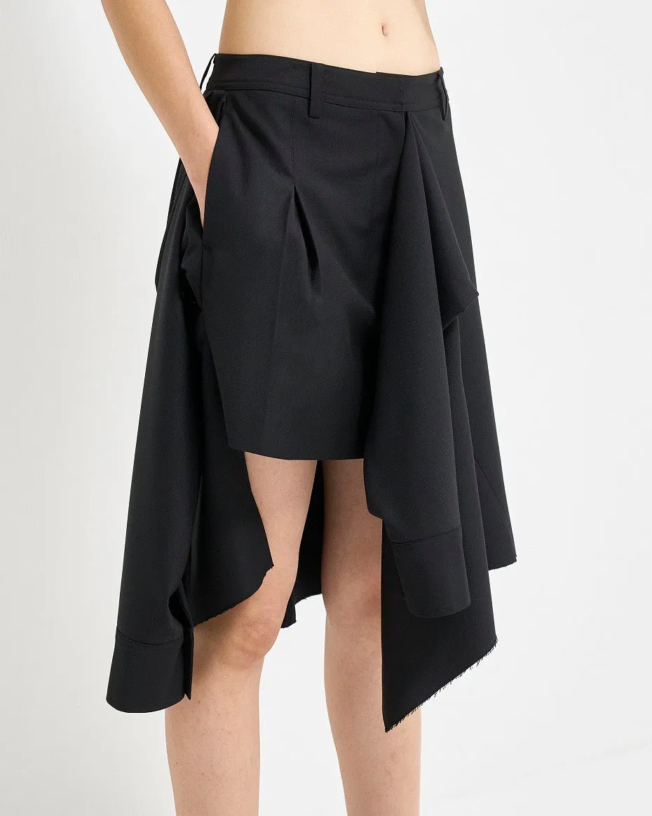 Black Layered Shirt Detail Mini Skirt