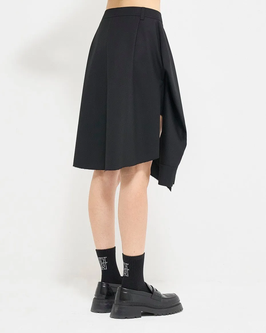 Black Layered Shirt Detail Mini Skirt