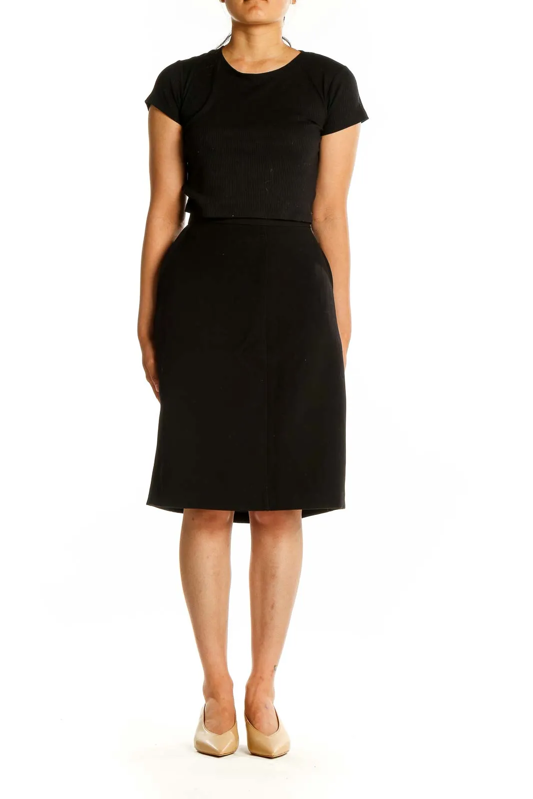 Black Pencil Skirt with Side Slit