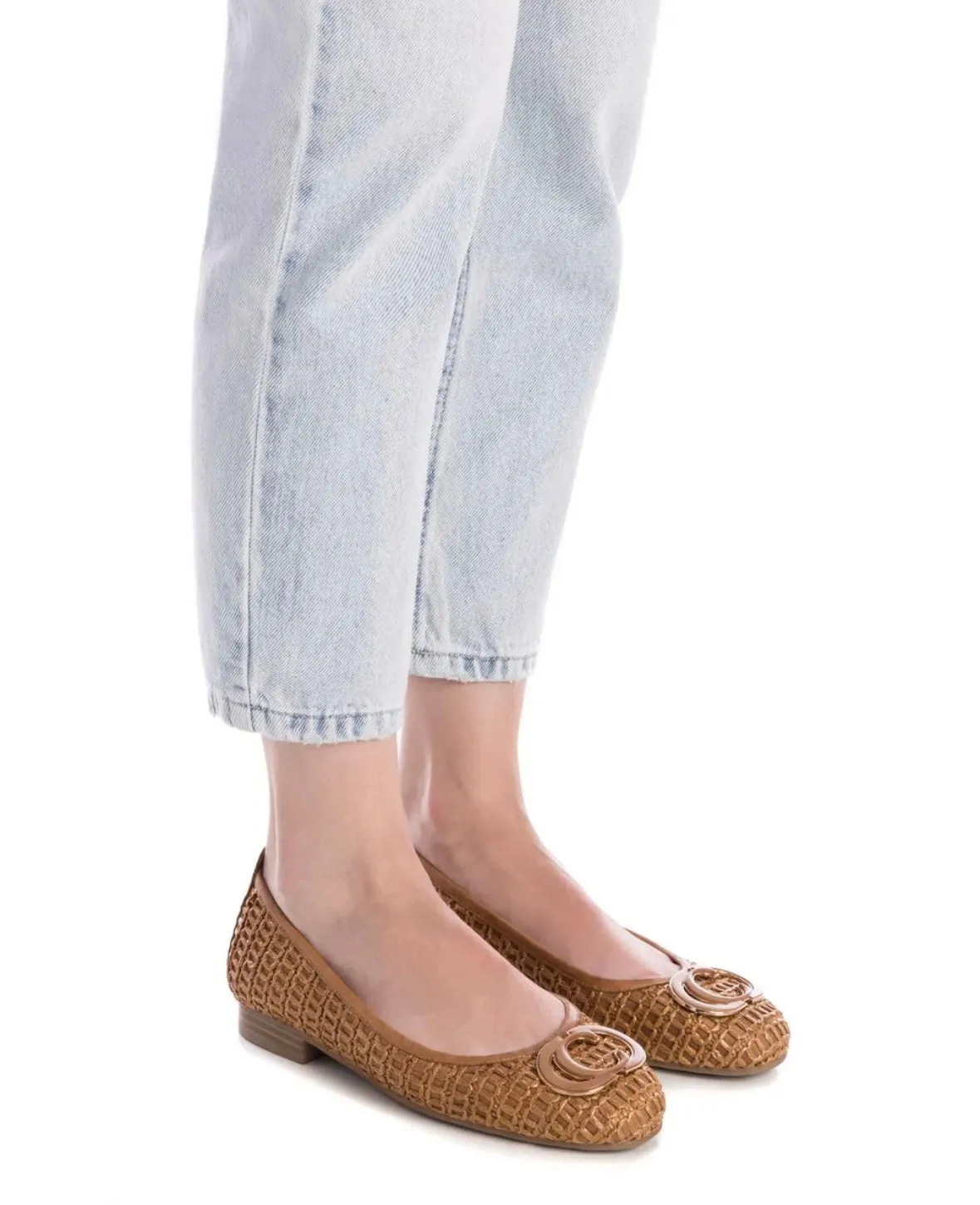 Carmela Ladies Flat Raffia Ballet Pump
