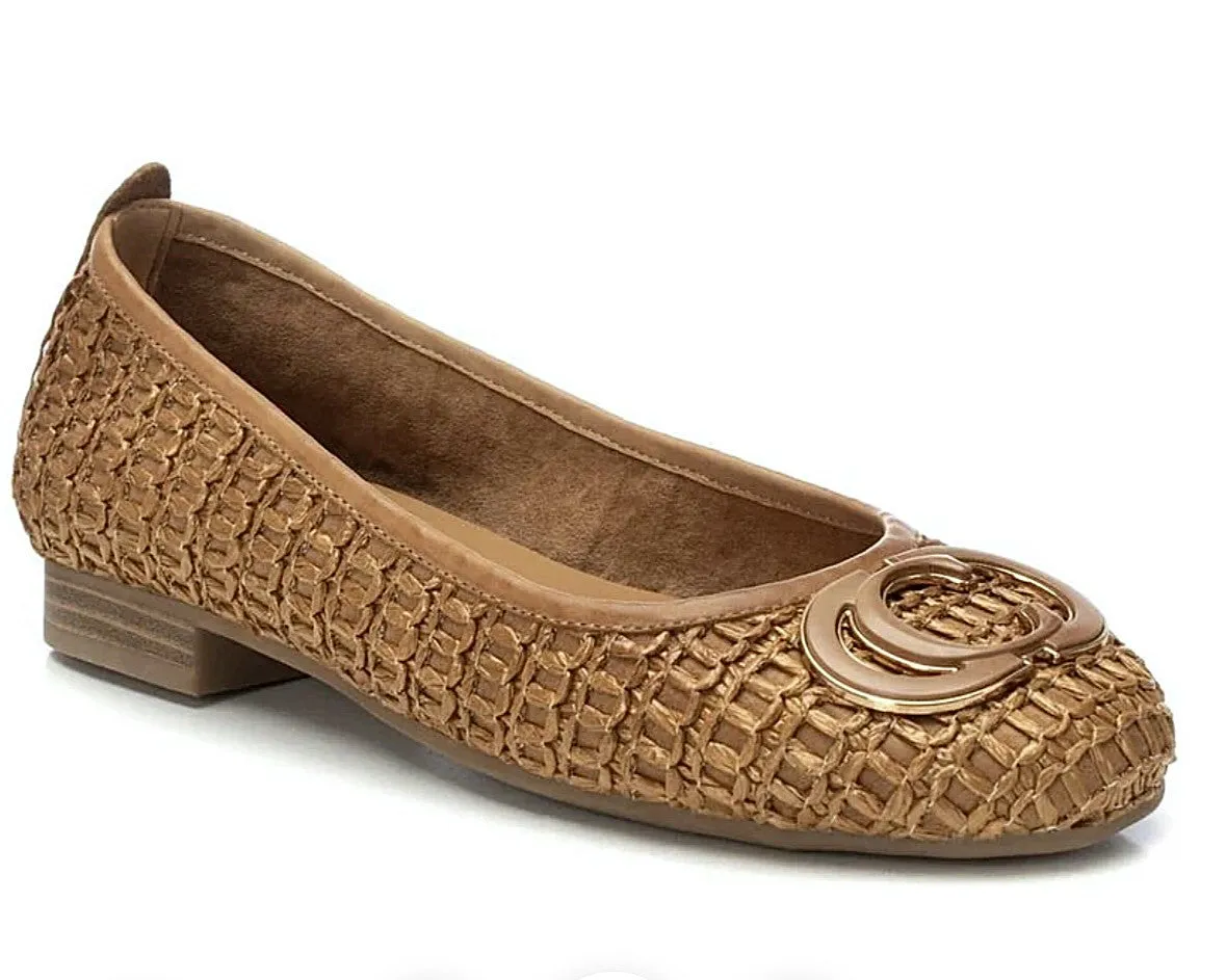Carmela Ladies Flat Raffia Ballet Pump