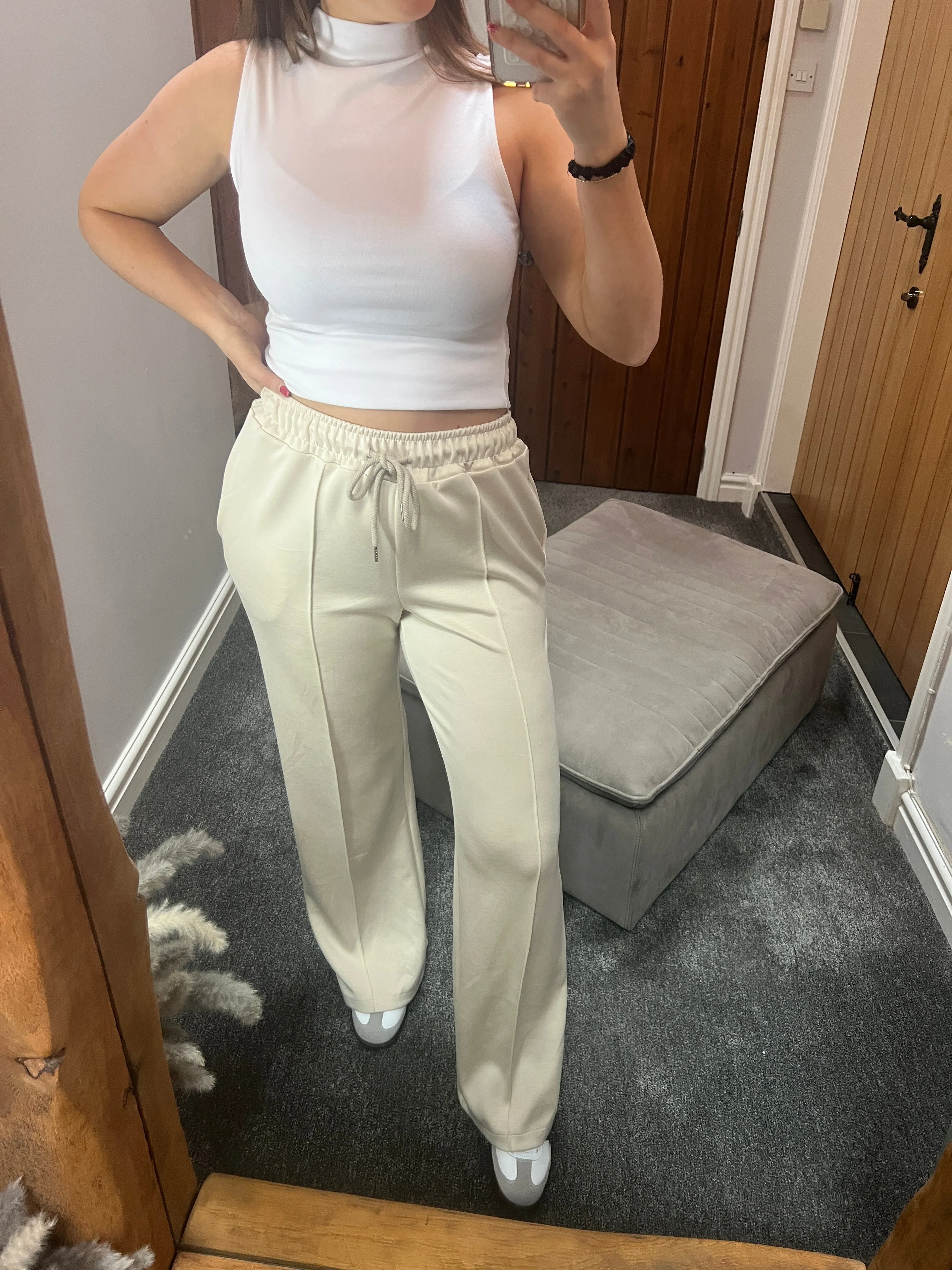 Cream Wide Leg Joggers