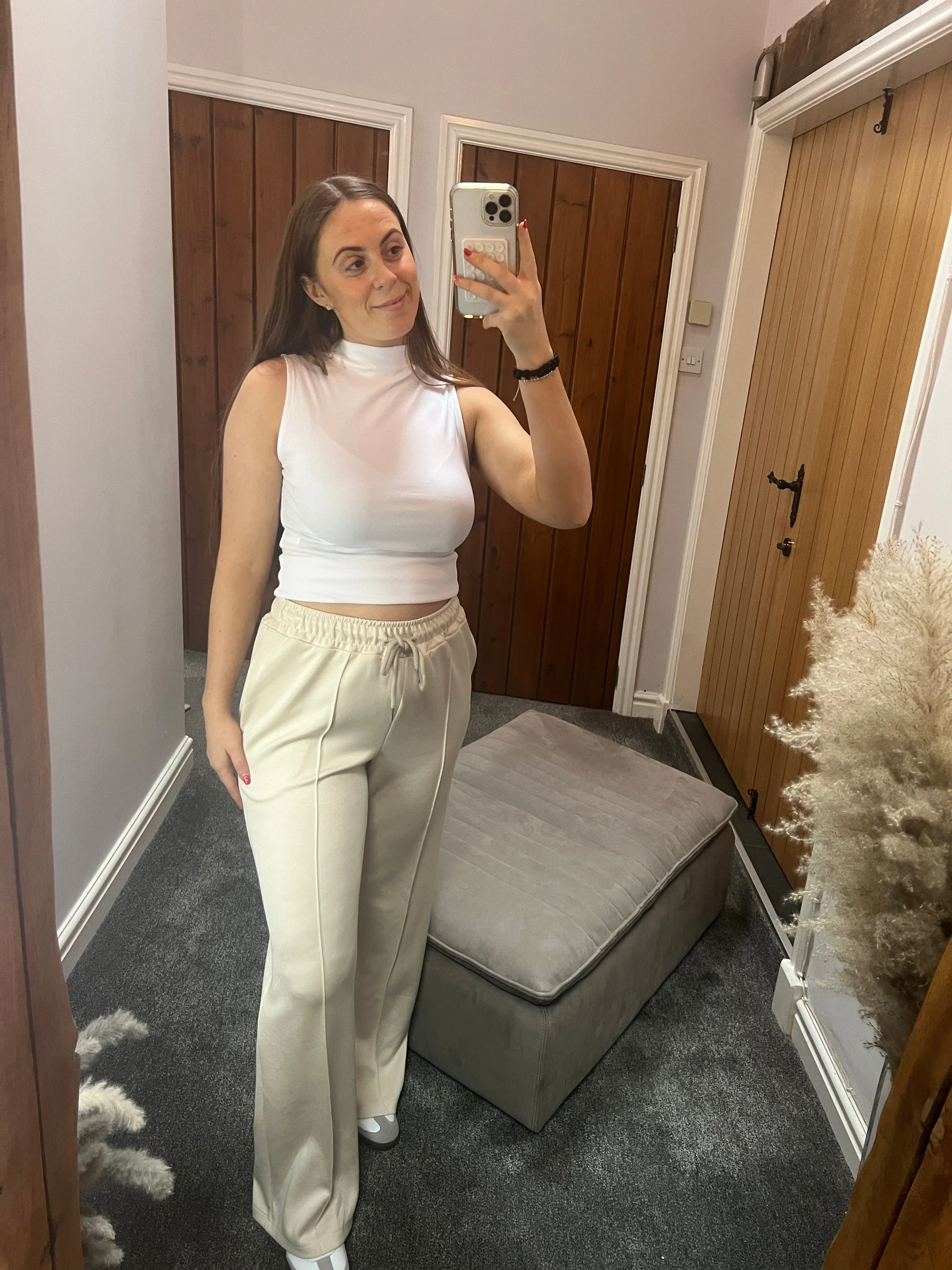 Cream Wide Leg Joggers