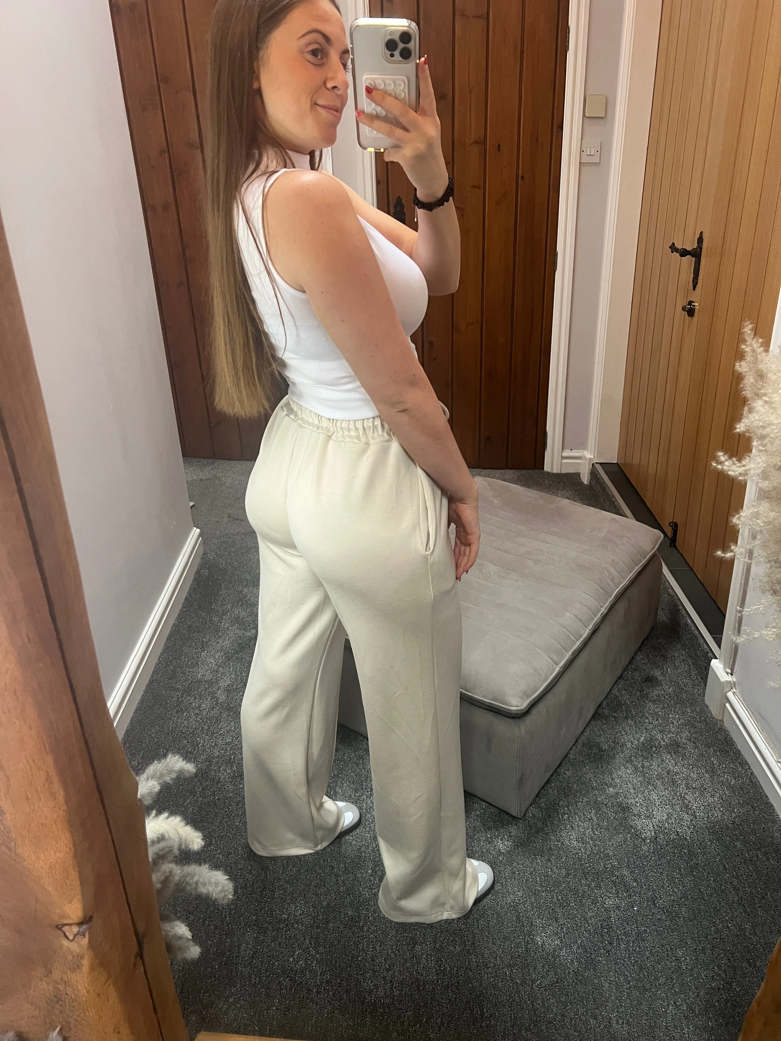 Cream Wide Leg Joggers