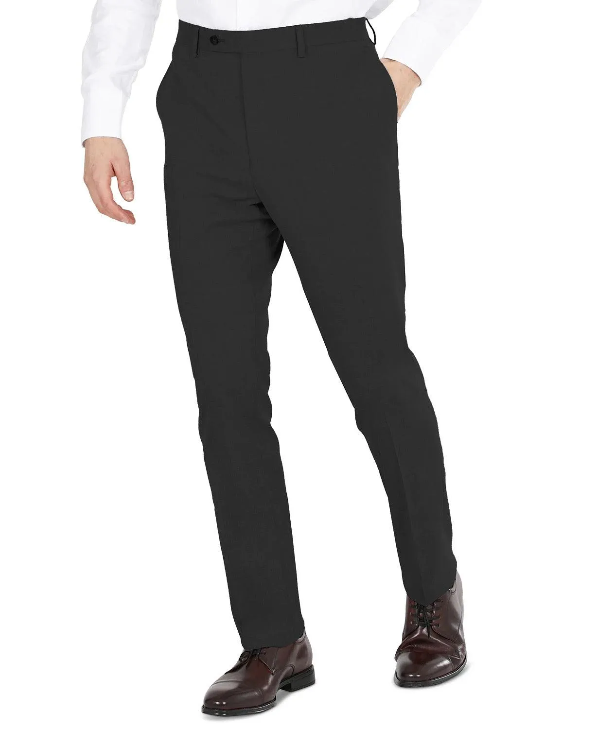 Dkny Mens Modern fit Dress Pants Pants 34 / 34 Black Solid Stretch