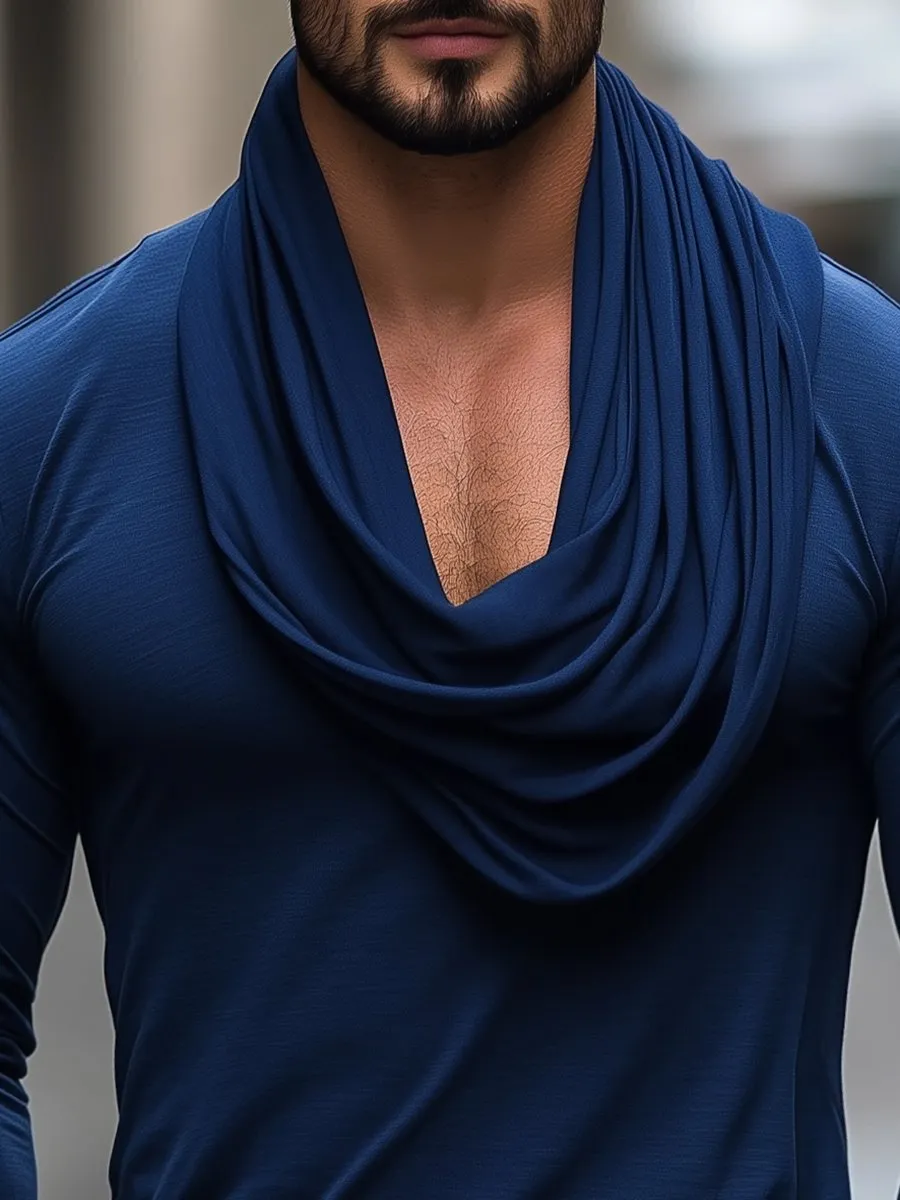 Fashion Scarf Collar Long Sleeve T-shirt