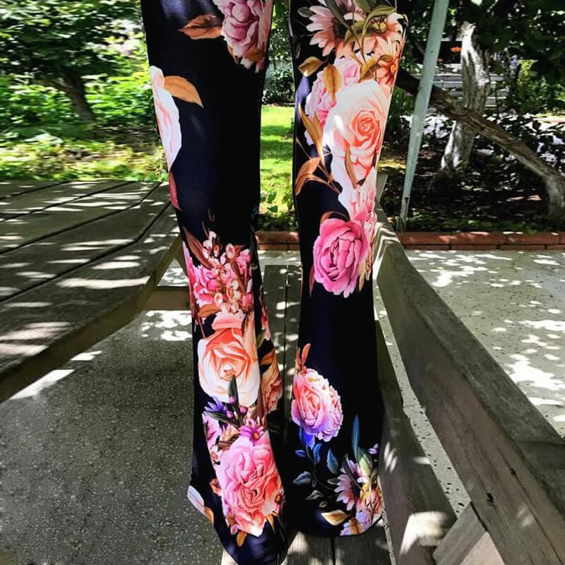 Flare Wide Leg High Waist Stretch Pants