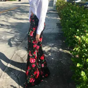 Flare Wide Leg High Waist Stretch Pants