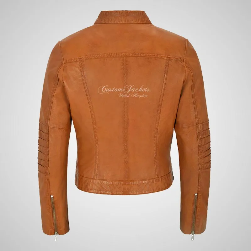 GISELLE Ladies Leather Biker Jacket Fitted Fashion Jacket