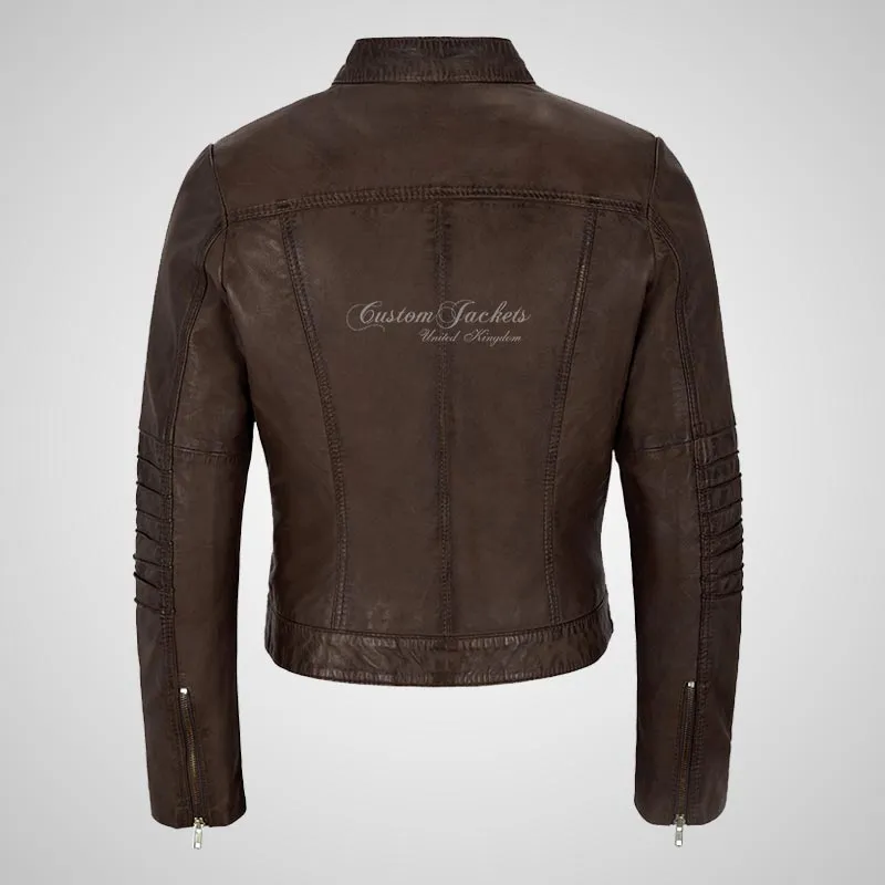 GISELLE Ladies Leather Biker Jacket Fitted Fashion Jacket