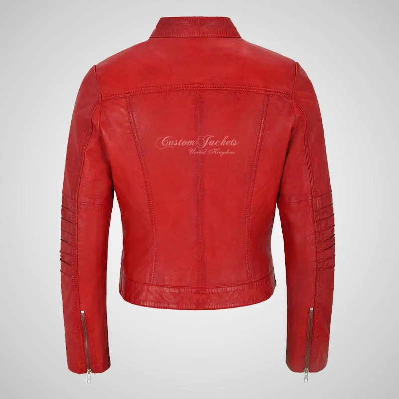 GISELLE Ladies Leather Biker Jacket Fitted Fashion Jacket
