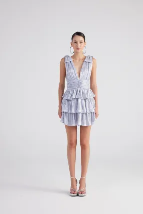 Glare Deep V-Neck Mini Dress Blue