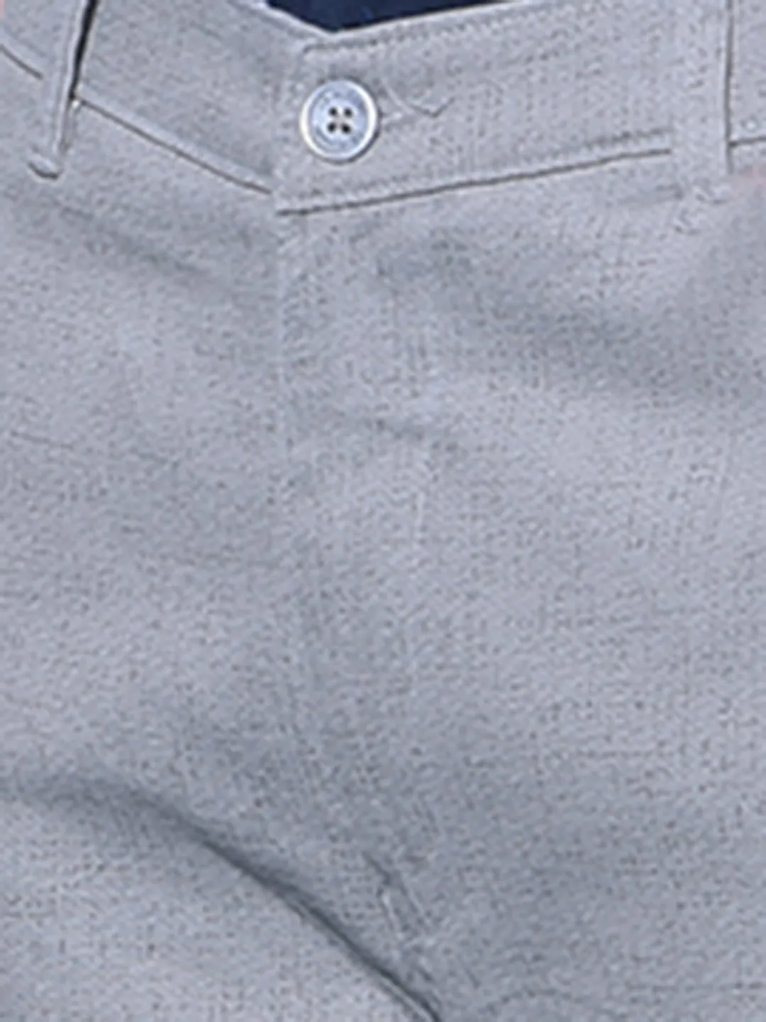 Grey Textured Printed Chinos Trousers