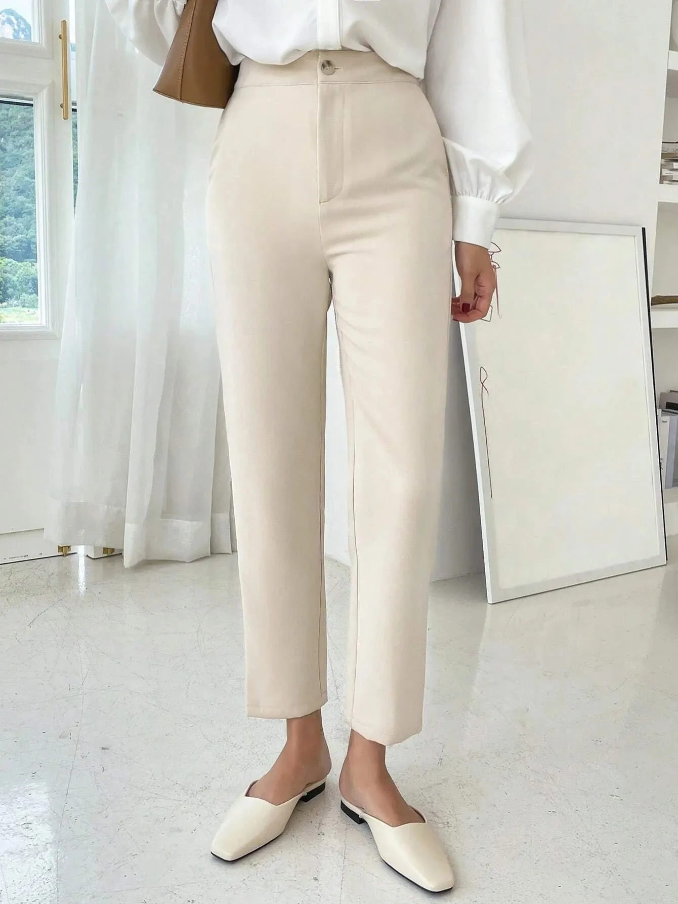 High Waist Straight Leg Pants