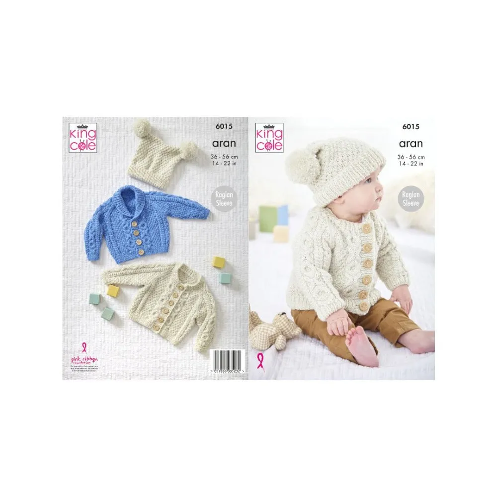 King Cole Baby Aran Knitting Pattern 6015