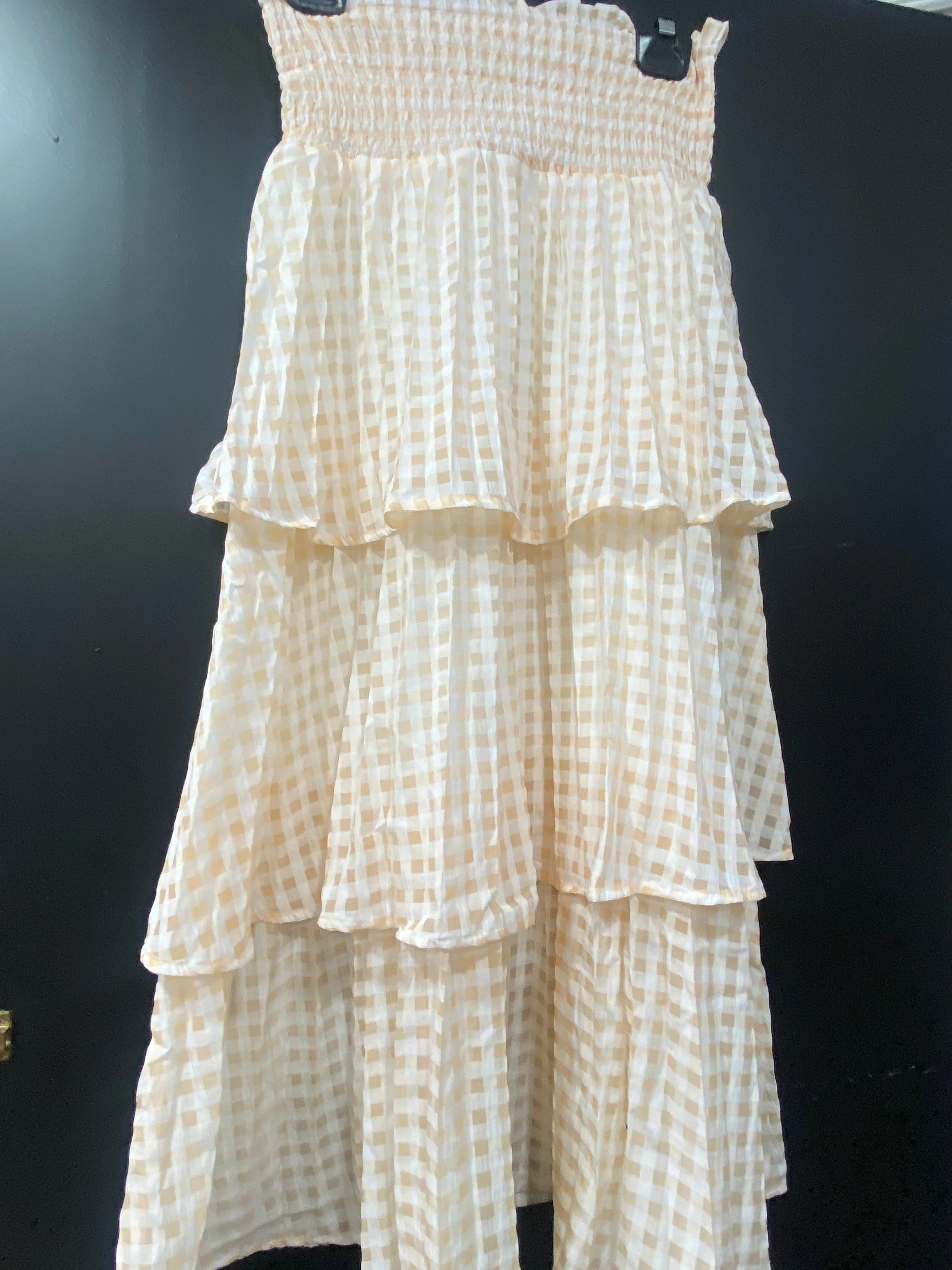 LAYERED CHECK MAXI SKIRT