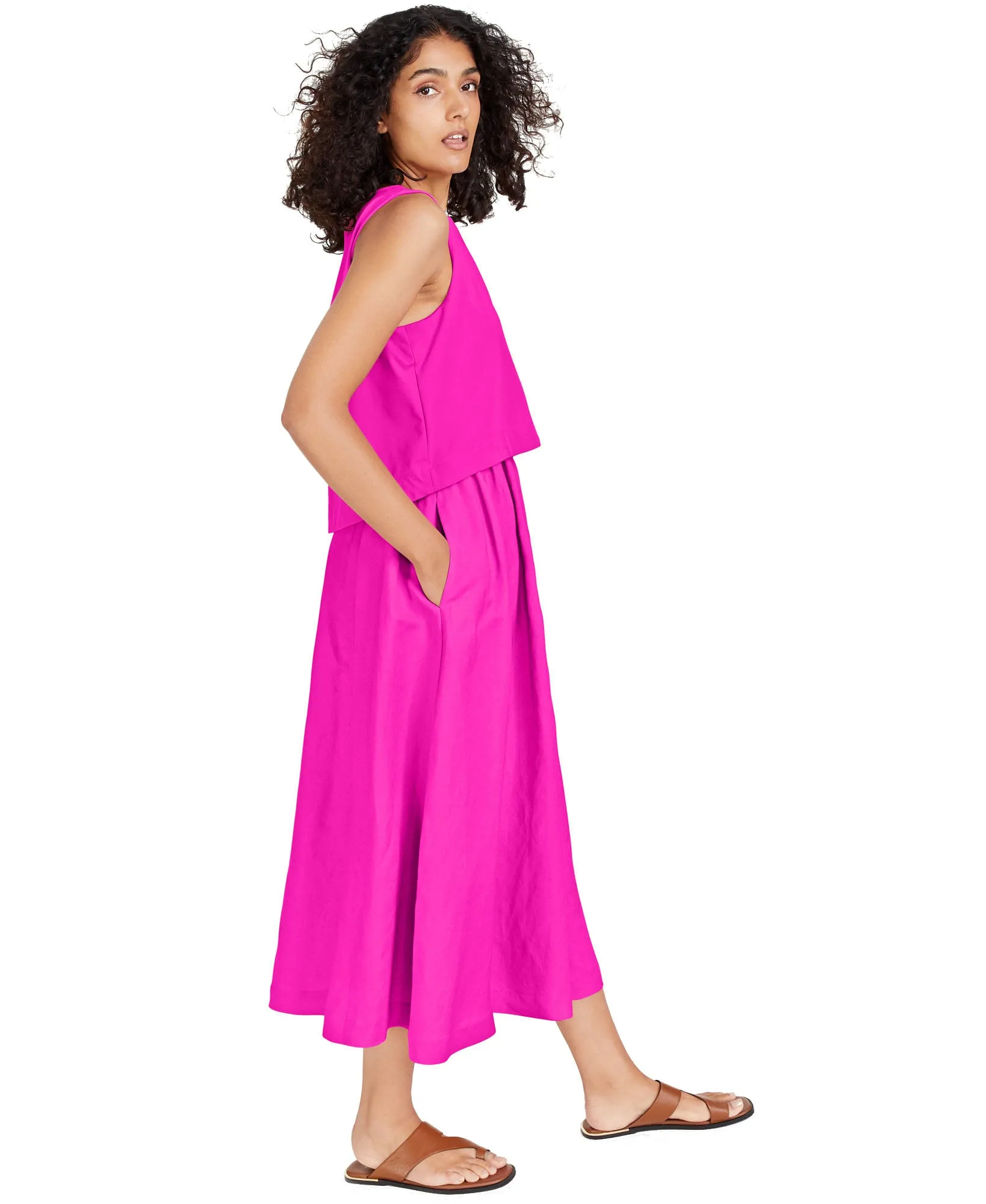 Layered-Look Midi Sleeveless Dress
