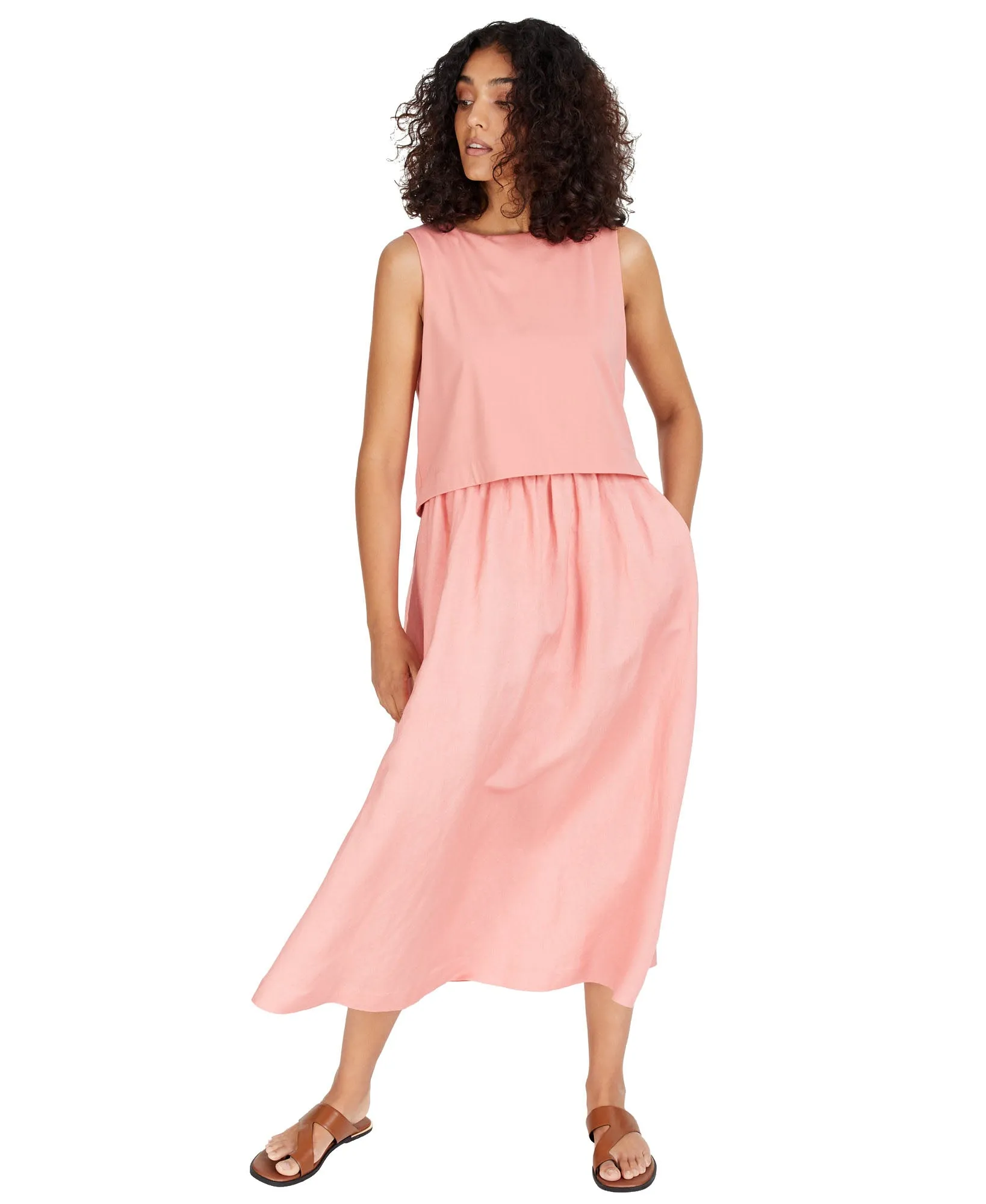 Layered-Look Midi Sleeveless Dress