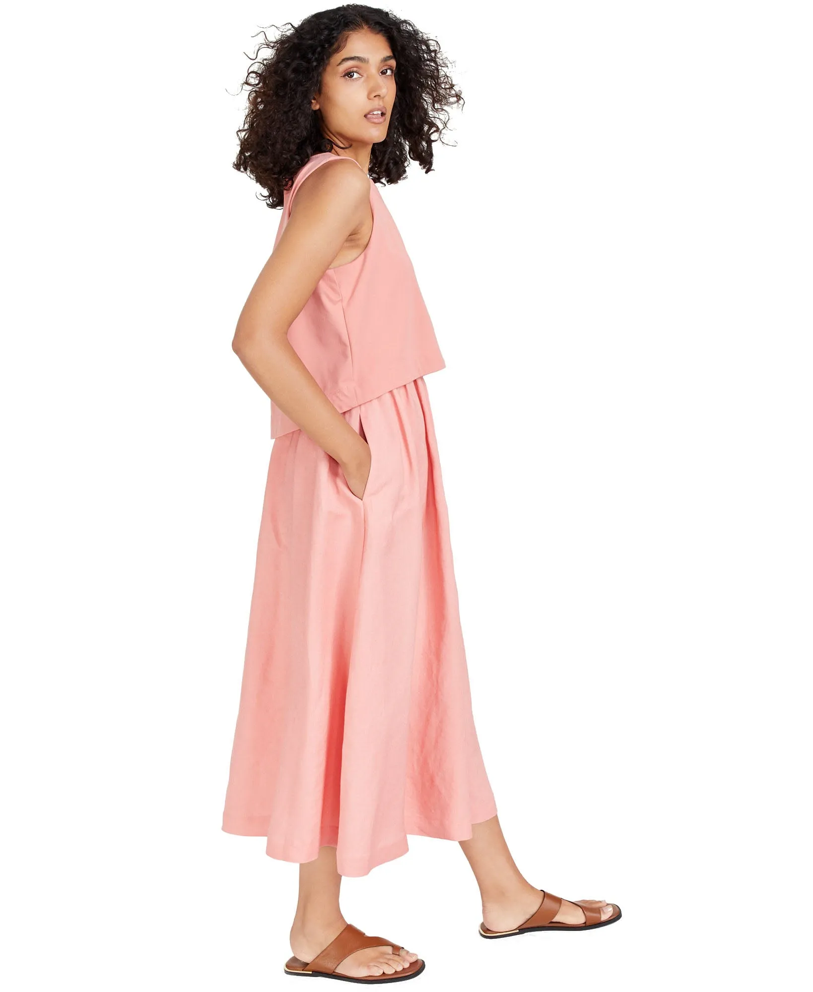 Layered-Look Midi Sleeveless Dress