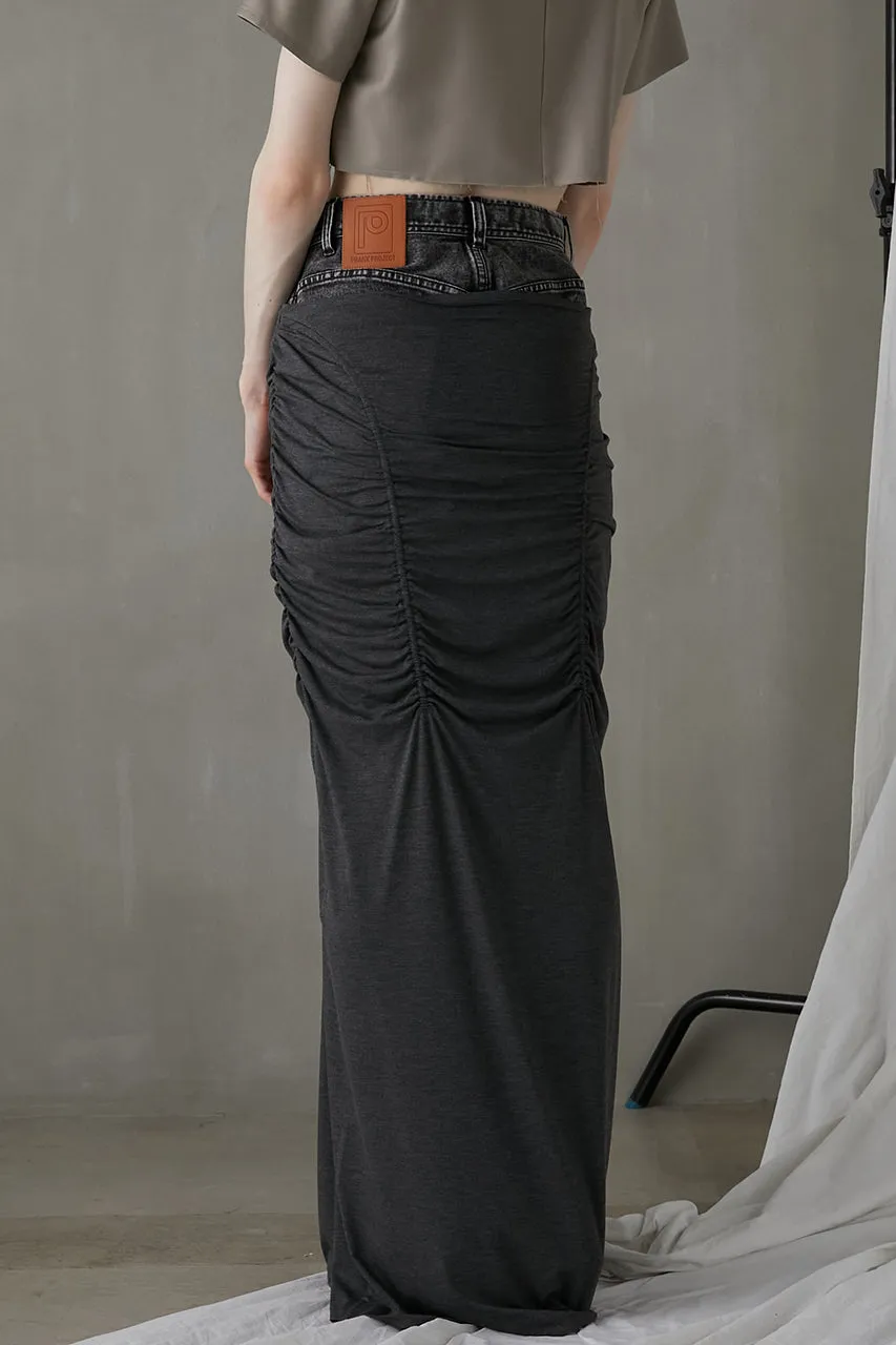 Layered Maxi Shirring Skirt