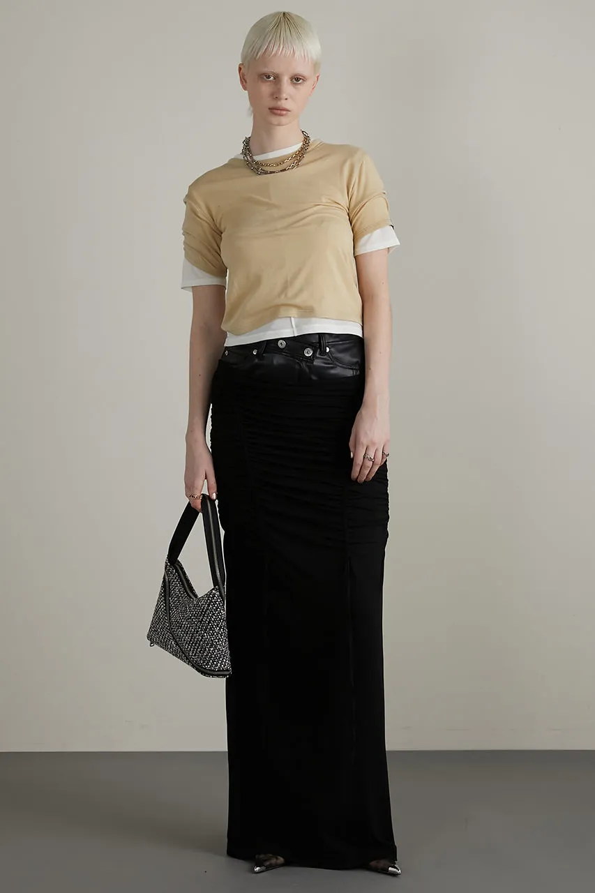Layered Maxi Shirring Skirt
