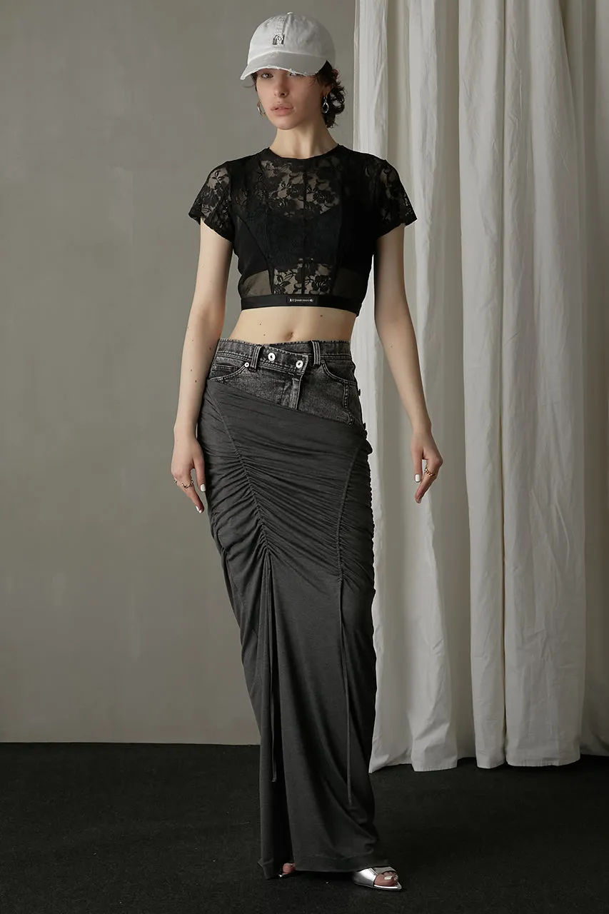 Layered Maxi Shirring Skirt