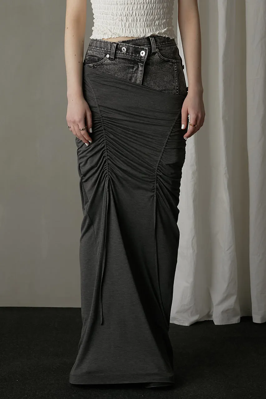 Layered Maxi Shirring Skirt