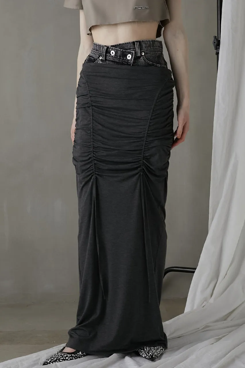 Layered Maxi Shirring Skirt