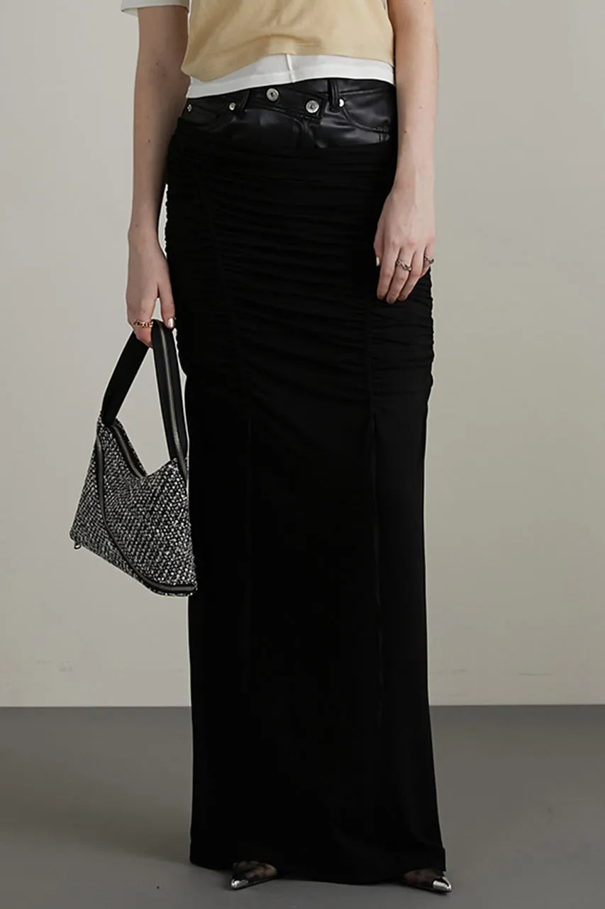 Layered Maxi Shirring Skirt