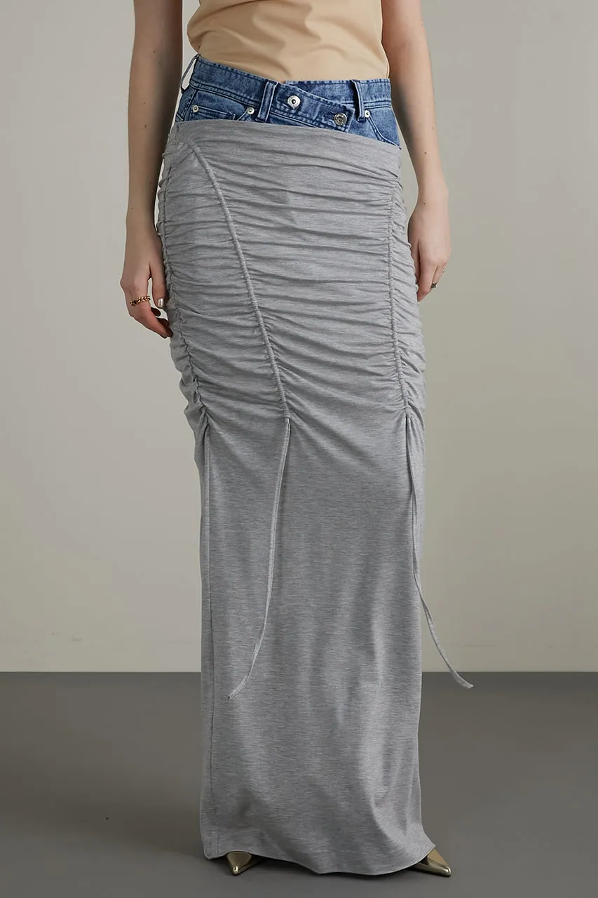 Layered Maxi Shirring Skirt
