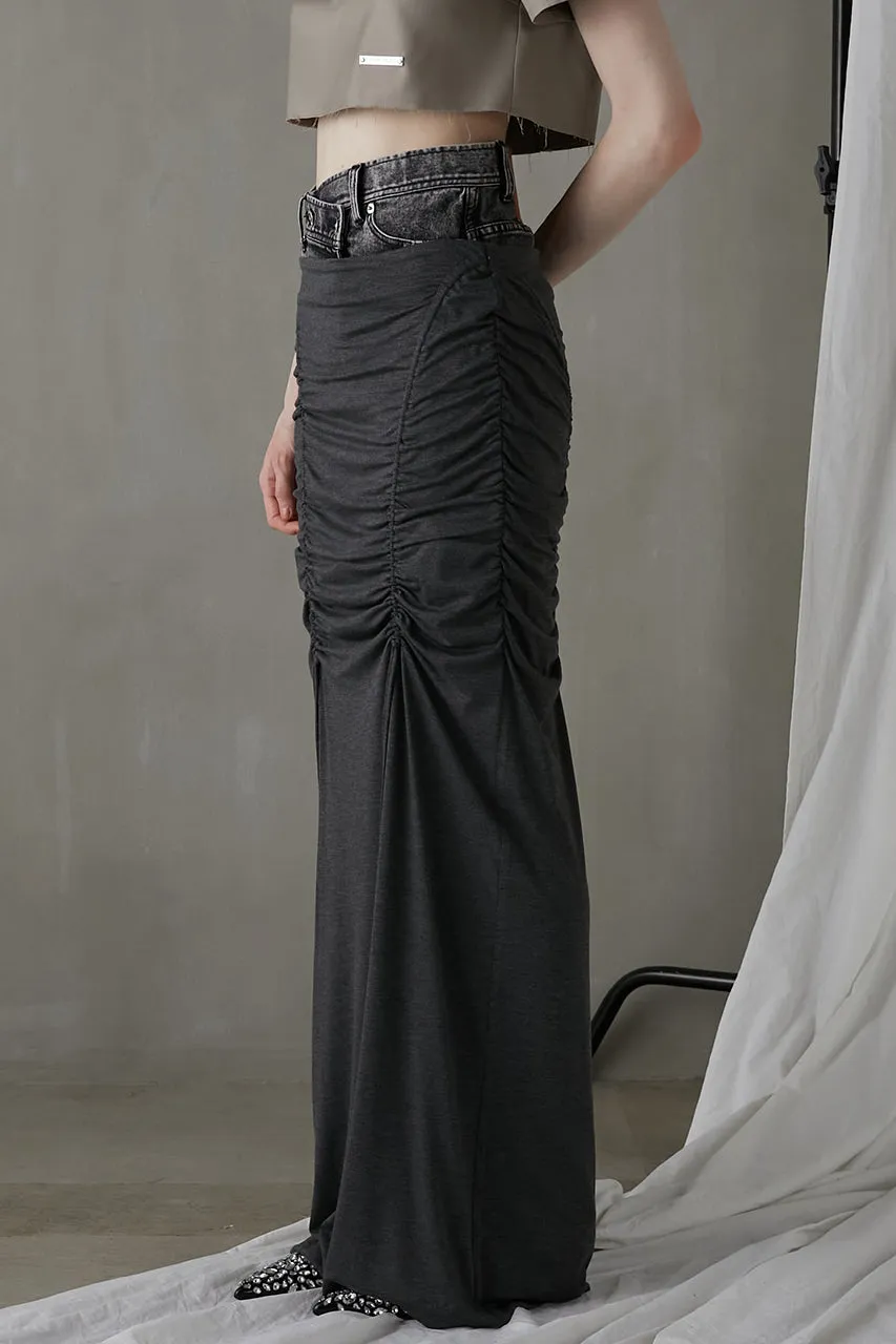 Layered Maxi Shirring Skirt