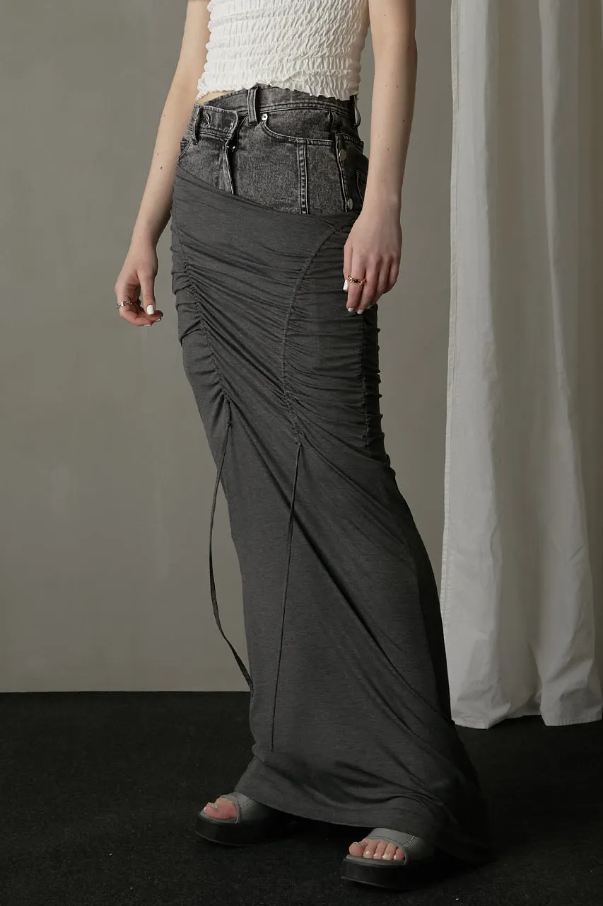 Layered Maxi Shirring Skirt