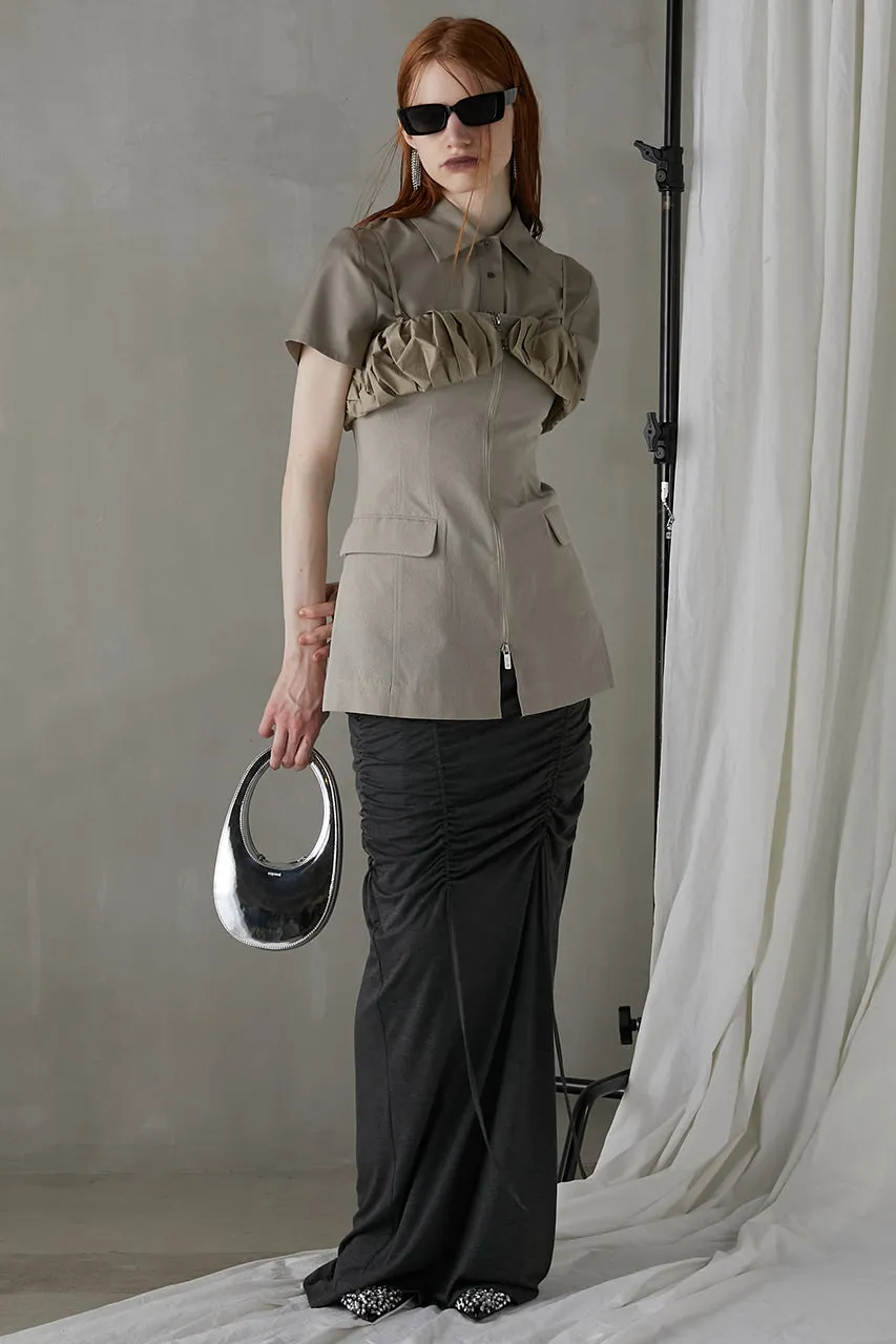 Layered Maxi Shirring Skirt