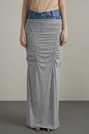 Layered Maxi Shirring Skirt