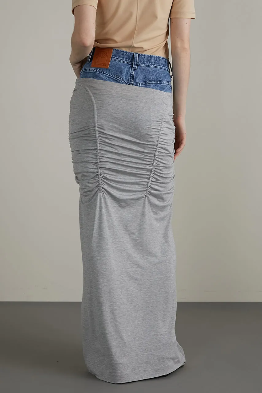 Layered Maxi Shirring Skirt